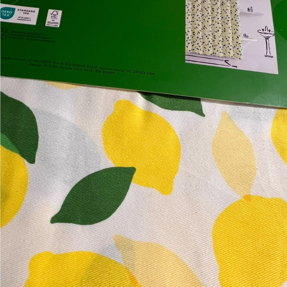 Kate Spade NWT fun Lemon Toss Shower Curtain 72x72", 60% cotton, 40% poly